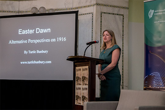 Consul General, Orla McBreen addressing the guests. Photo: Michael Mascari.