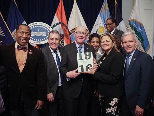 Minister Flanagan at New York City Hall. Credit: James Higgins