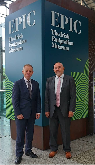 With Ruairí Quinn, Chairperson of the Institute of International and European Affairs, at EPIC Irish Emigration Museum