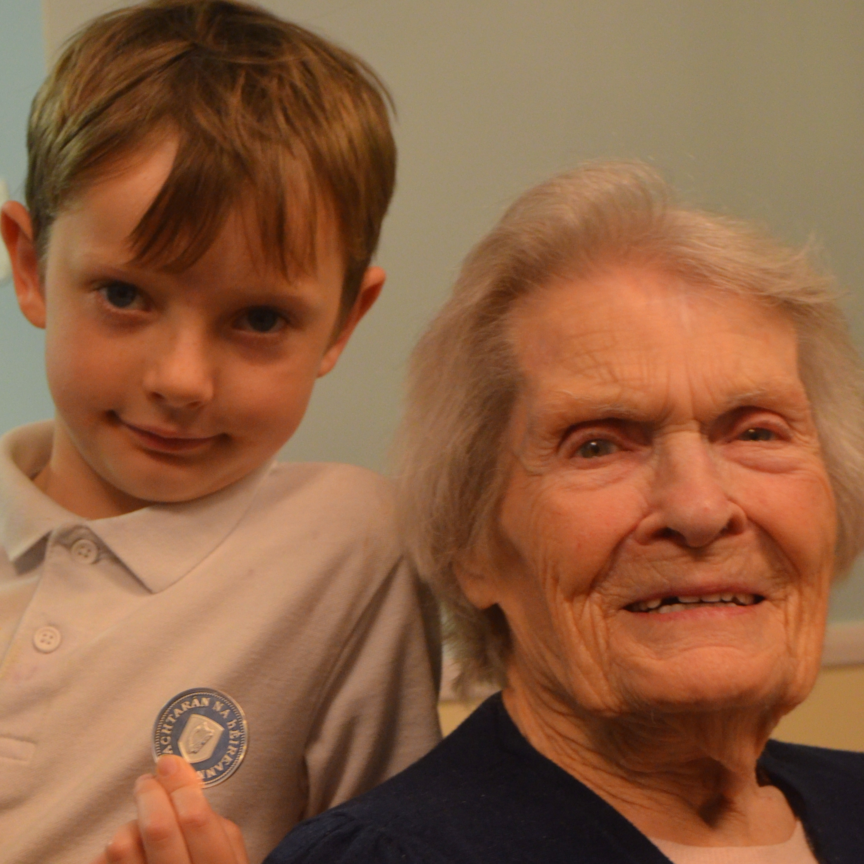 Centenarian bounty recipient Sarah Jane Hughes with her great great grandson