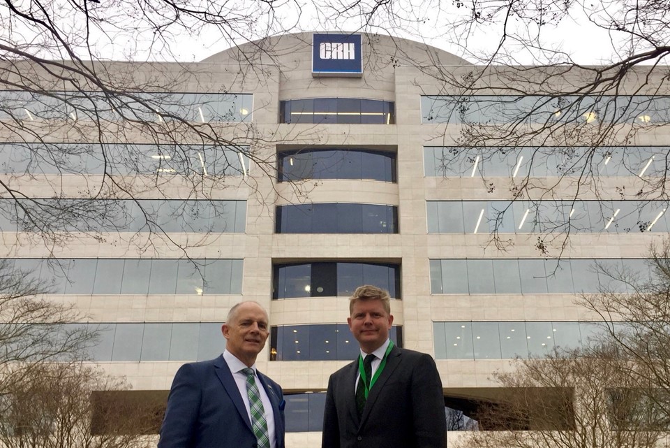 Minister Stanton met with senior executives at CRH Americas.  Pictured at CRH Americas HQ in Atlanta with Consul General Shane Stephens