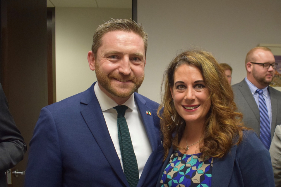 Adrian Farrell, Consul General and Representative Gina Calanni at the 86th Texas Legislative Session reception at the Irish Consulate. 