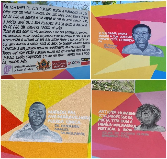 Close ups of COVID-19 memorial walkway mural